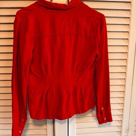 ANTHROPOLOGIE MAEVE RED DELIA TAILORED LINEN RAYON BLEND BUTTON UP SHIRT - Picture 2 of 6